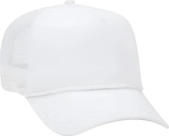 OTTO 39-071 Cotton Twill High Crown Golf Style Mesh Back Structured Firm Front Panel Cap - White - White / One Size