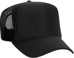 OTTO 39-165 5 Panel Foam High Crown Mesh Back Trucker Snapback Cap - Black - Black / One Size Fits Most