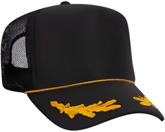 OTTO 39-165 5 Panel Foam High Crown Mesh Back Trucker Snapback Cap - Black Gold Leaf Black - Black Gold / One Size Fits