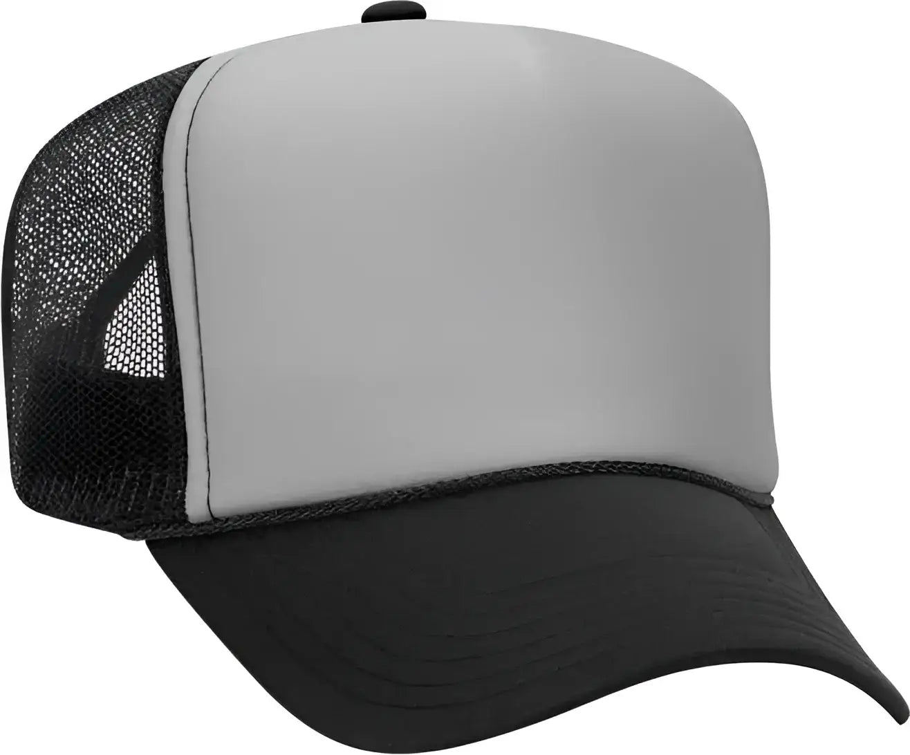 OTTO 39-165 5 Panel Foam High Crown Mesh Back Trucker Snapback Cap - Black Gray Black - Black Gray / One Size Fits Most