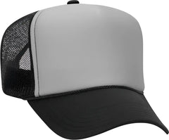 OTTO 39-165 5 Panel Foam High Crown Mesh Back Trucker Snapback Cap - Black Gray Black - Black Gray / One Size Fits Most