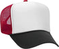OTTO 39-165 5 Panel Foam High Crown Mesh Back Trucker Snapback Cap - Black White Red - Black Red / One Size Fits Most