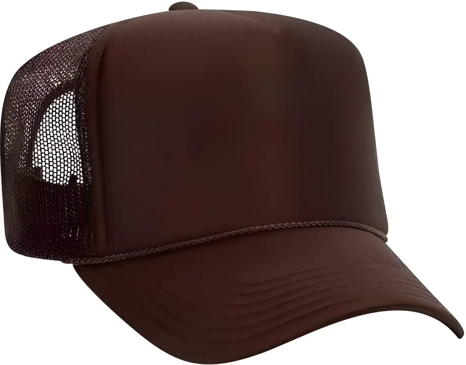 OTTO 39-165 5 Panel Foam High Crown Mesh Back Trucker Snapback Cap - Brown - Brown / One Size Fits Most