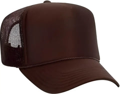 OTTO 39-165 5 Panel Foam High Crown Mesh Back Trucker Snapback Cap - Brown - Brown / One Size Fits Most