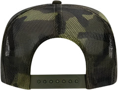 OTTO 39-165 5 Panel Foam High Crown Mesh Back Trucker Snapback Cap - Brown Camo - Brown Dark Gray / One Size Fits Most