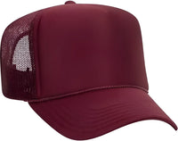 OTTO 39-165 5 Panel Foam High Crown Mesh Back Trucker Snapback Cap - Burgandy Maroon - Maroon / One Size Fits Most