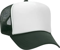OTTO 39-165 5 Panel Foam High Crown Mesh Back Trucker Snapback Cap - Dark Green White Dark Green - Forest White