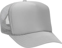 OTTO 39-165 5 Panel Foam High Crown Mesh Back Trucker Snapback Cap - Gray - Gray / One Size Fits Most