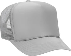OTTO 39-165 5 Panel Foam High Crown Mesh Back Trucker Snapback Cap - Gray - Gray / One Size Fits Most