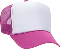 OTTO 39-165 5 Panel Foam High Crown Mesh Back Trucker Snapback Cap - Heather Pink White Heather Pink - Pink White