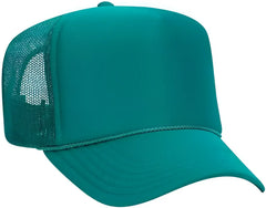 OTTO 39-165 5 Panel Foam High Crown Mesh Back Trucker Snapback Cap - Jade - Green / One Size Fits Most