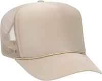 OTTO 39-165 5 Panel Foam High Crown Mesh Back Trucker Snapback Cap - Khaki - Khaki / One Size Fits Most
