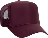 OTTO 39-165 5 Panel Foam High Crown Mesh Back Trucker Snapback Cap - Maroon - Maroon / One Size Fits Most