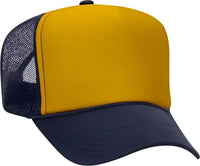 OTTO 39-165 5 Panel Foam High Crown Mesh Back Trucker Snapback Cap - Navy Gold Navy - Navy Gold / One Size Fits Most