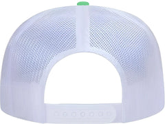 OTTO 39-165 5 Panel Foam High Crown Mesh Back Trucker Snapback Cap - Neon Green White - Green White / One Size Fits Most