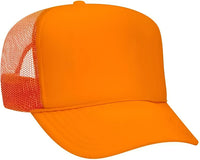 OTTO 39-165 5 Panel Foam High Crown Mesh Back Trucker Snapback Cap - Neon Orange - Orange / One Size Fits Most