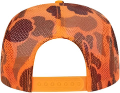 OTTO 39-165 5 Panel Foam High Crown Mesh Back Trucker Snapback Cap - Neon Orange Camo - Neon Orange Camo / One Size