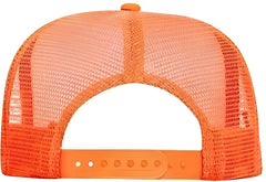 OTTO 39-165 5 Panel Foam High Crown Mesh Back Trucker Snapback Cap - Neon Orange White - Orange White / One Size Fits