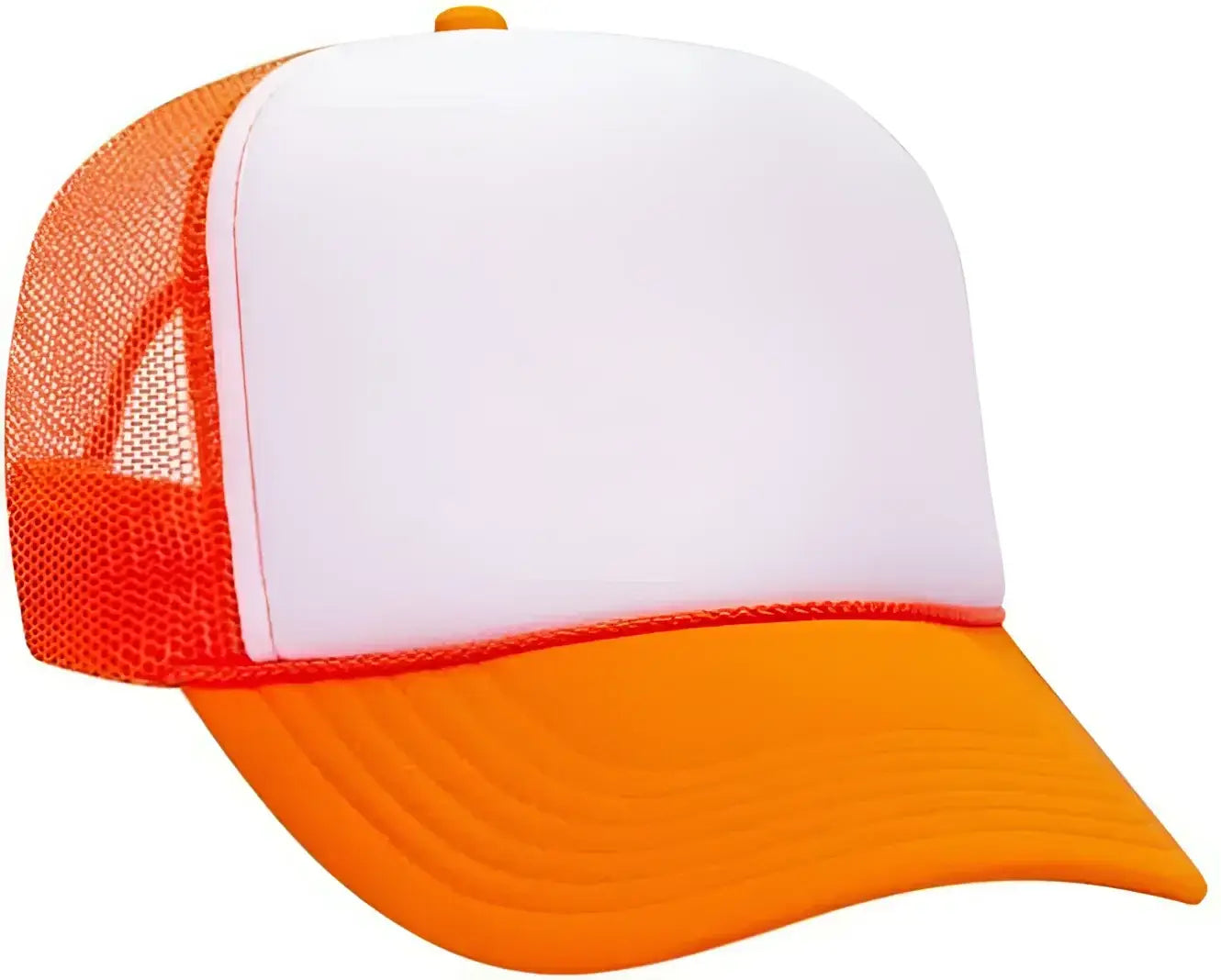 OTTO 39-165 5 Panel Foam High Crown Mesh Back Trucker Snapback Cap - Neon Orange White Neon Orange - Orange White