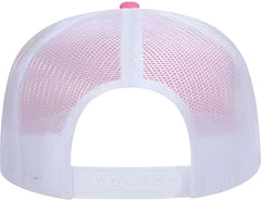 OTTO 39 165 5 Panel Foam High Crown Mesh Back Trucker Snapback Cap Neon Pink White Pink White / One Size Fits Most
