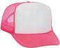 OTTO 39-165 5 Panel Foam High Crown Mesh Back Trucker Snapback Cap - Neon Pnk White Neon Pink - Pnk White / One Size