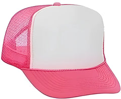 OTTO 39-165 5 Panel Foam High Crown Mesh Back Trucker Snapback Cap - Neon Pnk White Neon Pink - Pnk White / One Size