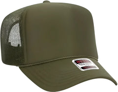 OTTO 39-165 5 Panel Foam High Crown Mesh Back Trucker Snapback Cap - Olive Green - Olive Green / One Size Fits Most