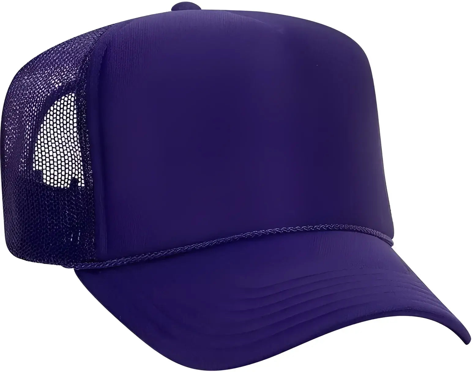 OTTO 39-165 5 Panel Foam High Crown Mesh Back Trucker Snapback Cap - Purple - Purple / One Size Fits Most