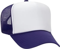 OTTO 39 165 5 Panel Foam High Crown Mesh Back Trucker Snapback Cap Purple White Purple Purple White / One Size Fits Most
