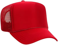 OTTO 39 165 5 Panel Foam High Crown Mesh Back Trucker Snapback Cap Red Red / One Size Fits Most
