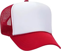 OTTO 39 165 5 Panel Foam High Crown Mesh Back Trucker Snapback Cap Red White Red Red White / One Size Fits Most