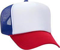 OTTO 39 165 5 Panel Foam High Crown Mesh Back Trucker Snapback Cap Red White Royal Red White / One Size Fits Most