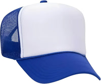 OTTO 39 165 5 Panel Foam High Crown Mesh Back Trucker Snapback Cap Royal White Royal Royal White / One Size Fits Most
