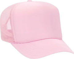 OTTO 39-165 5 Panel Foam High Crown Mesh Back Trucker Snapback Cap - Soft Pink - Pink / One Size Fits Most