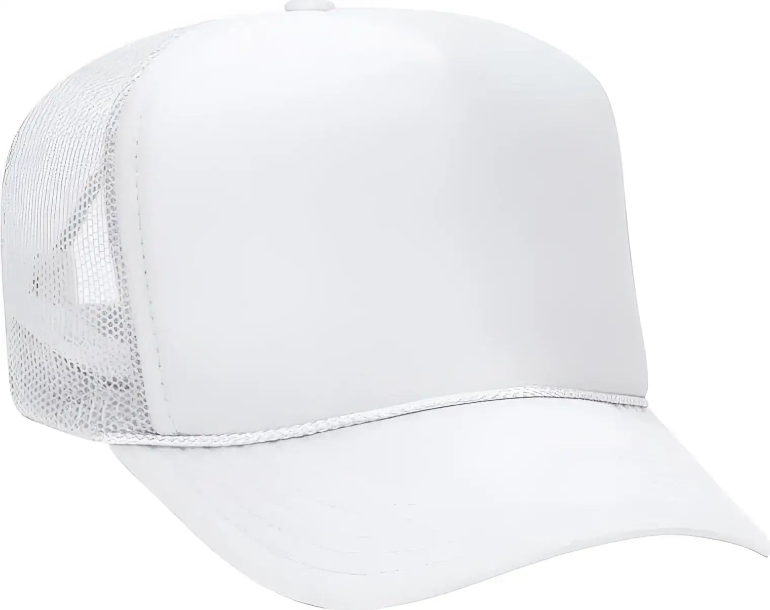 OTTO 39 165 5 Panel Foam High Crown Mesh Back Trucker Snapback Cap White White / One Size Fits Most