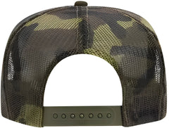 OTTO 39-165 5 Panel Foam High Crown Mesh Back Trucker Snapback Cap - White Brown Camo - White Brown Camo / One Size