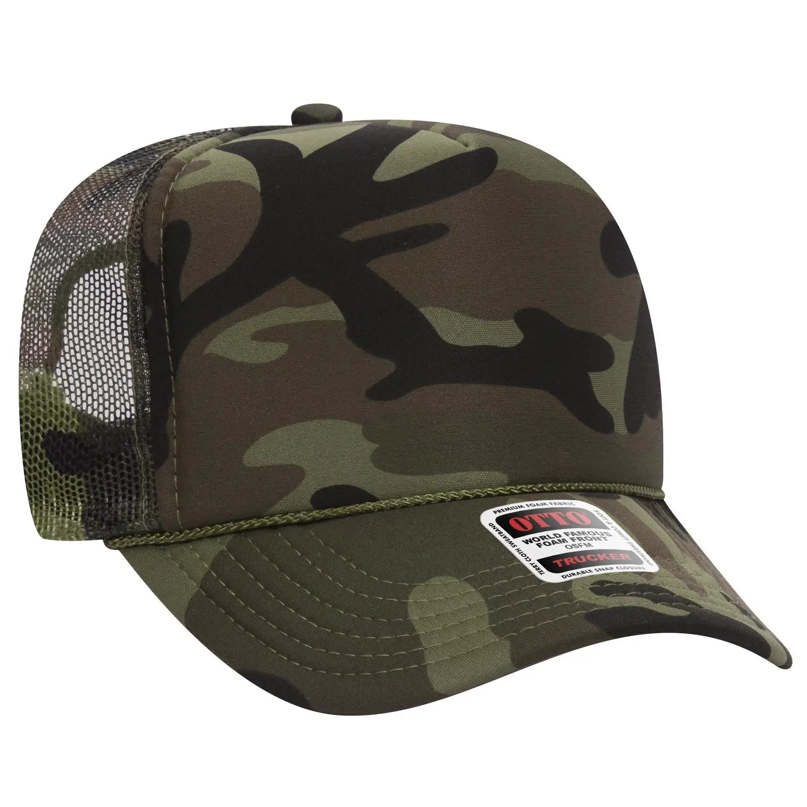 OTTO 39-165 5 Panel High Crown Mesh Back Trucker Cap - 0703CPB - 0703CPB / 6 1/2’’ - 7 5/8’’