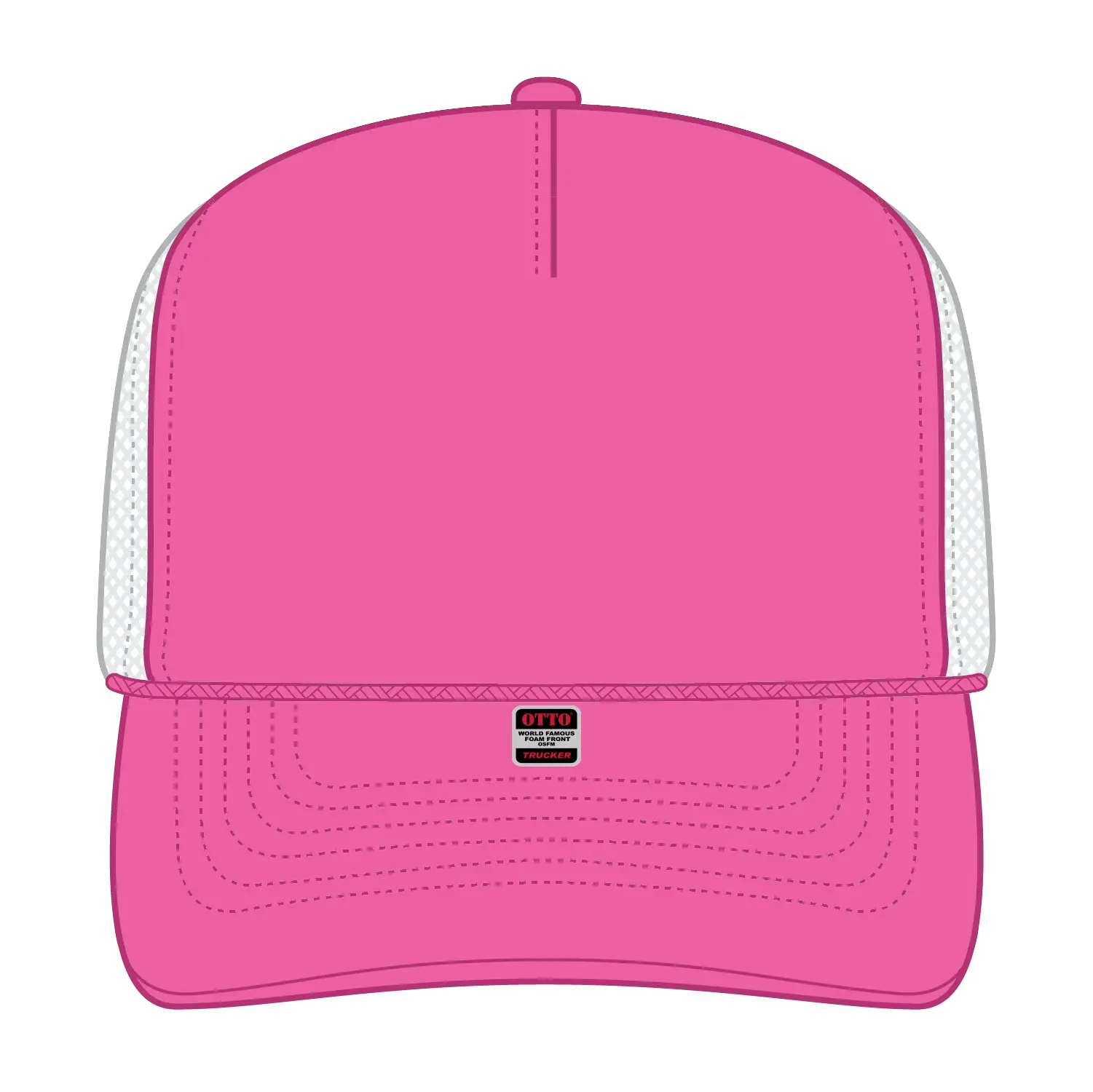 OTTO 39-165 5 Panel High Crown Mesh Back Trucker Cap - 898916 N Pnk/N Pnk/Wht - 898916 N Pnk/N Pnk/Wht / 6 1/2’’ - 7