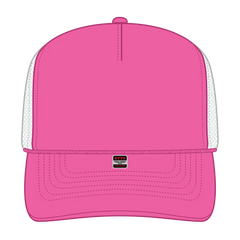 OTTO 39-165 5 Panel High Crown Mesh Back Trucker Cap - 898916 N Pnk/N Pnk/Wht - 898916 N Pnk/N Pnk/Wht / 6 1/2’’ - 7
