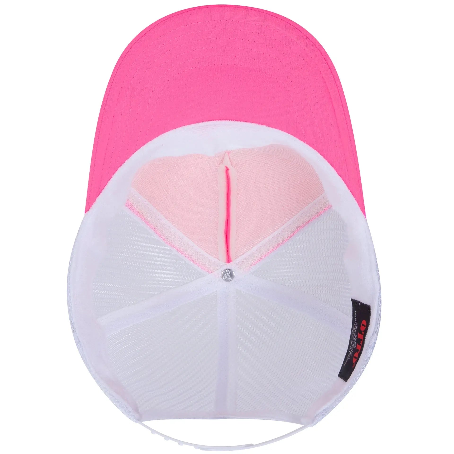 OTTO 39-165 5 Panel High Crown Mesh Back Trucker Cap - 898916 N Pnk/N Pnk/Wht - 898916 N Pnk/N Pnk/Wht / 6 1/2’’ - 7