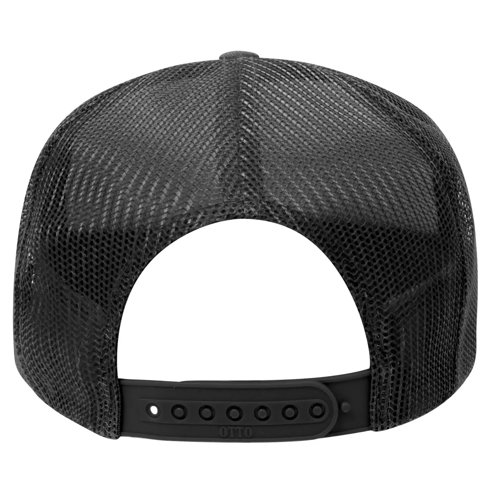 OTTO 39-165 5 Panel High Crown Mesh Back Trucker Cap - Black
