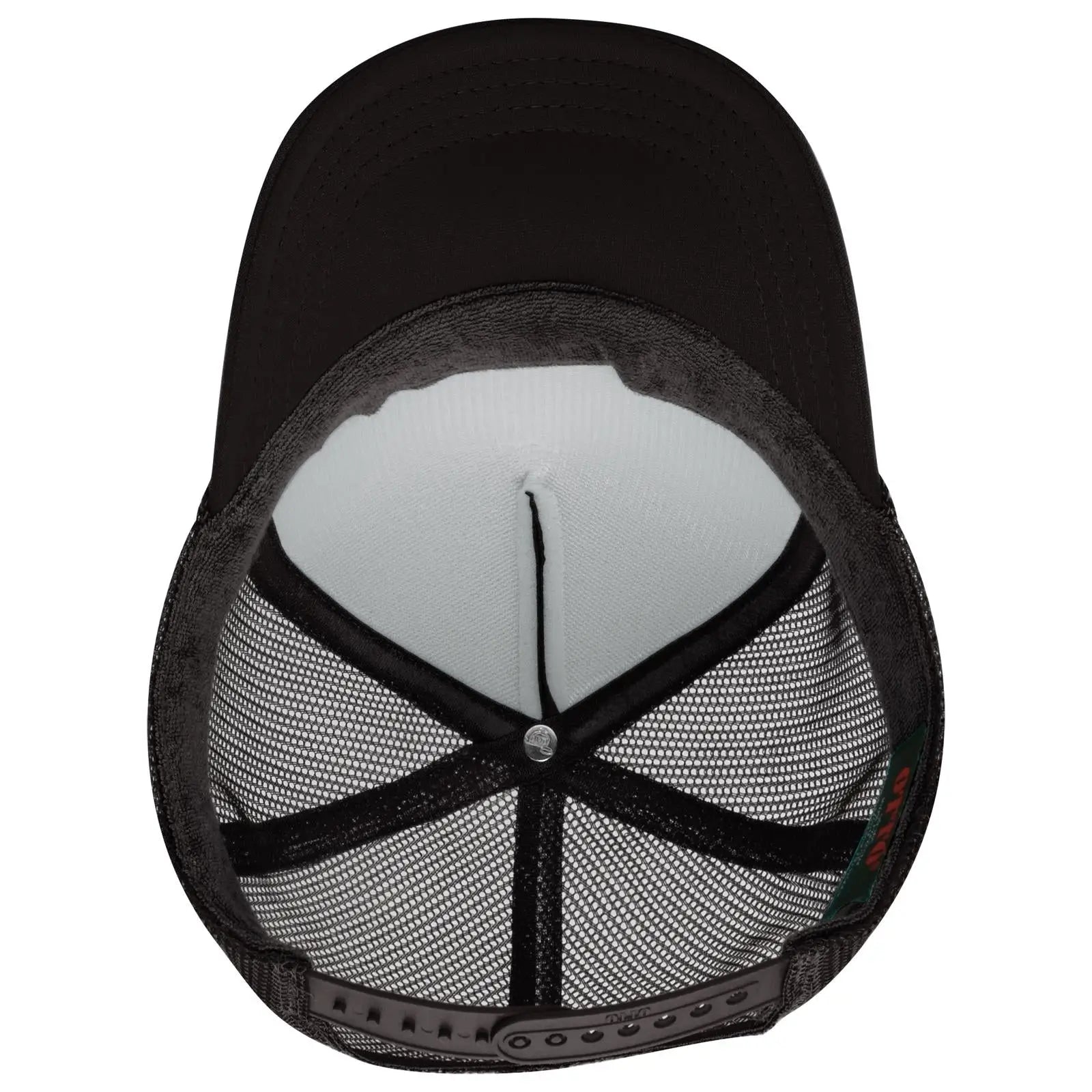 OTTO 39-165 5 Panel High Crown Mesh Back Trucker Cap - Black