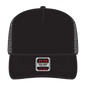 OTTO 39-165 5 Panel High Crown Mesh Back Trucker Cap - Black - Black / 6’’ - 7 1/8’’