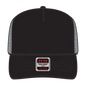 OTTO 39-165 5 Panel High Crown Mesh Back Trucker Cap - Blk/Blk/Ch.Gry - Blk/Blk/Ch.Gry / 6 1/2’’ - 7 5/8’’