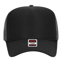 OTTO 39-165 5 Panel High Crown Mesh Back Trucker Cap - Blk/Blk/Ch.Gry - Blk/Blk/Ch.Gry / 6 1/2’’ - 7 5/8’’