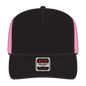 OTTO 39-165 5 Panel High Crown Mesh Back Trucker Cap - Blk/Blk/N.Pnk - Blk/Blk/N.Pnk / 6 1/2’’ - 7 5/8’’