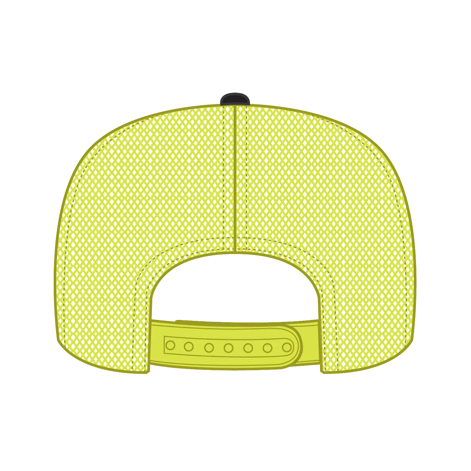 OTTO 39-165 5 Panel High Crown Mesh Back Trucker Cap - Blk/Blk/N.Ylw - Blk/Blk/N.Ylw / 6 1/2’’ - 7 5/8’’