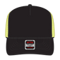 OTTO 39-165 5 Panel High Crown Mesh Back Trucker Cap - Blk/Blk/N.Ylw - Blk/Blk/N.Ylw / 6 1/2’’ - 7 5/8’’