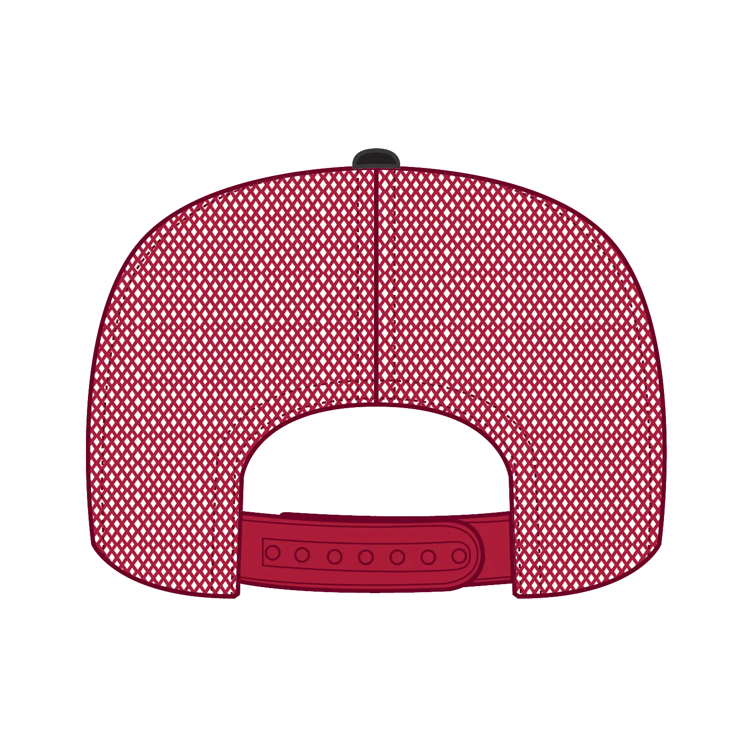 OTTO 39-165 5 Panel High Crown Mesh Back Trucker Cap - Blk/Blk/Red - Blk/Blk/Red / 6 1/2’’ - 7 5/8’’