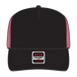 OTTO 39-165 5 Panel High Crown Mesh Back Trucker Cap - Blk/Blk/Red - Blk/Blk/Red / 6 1/2’’ - 7 5/8’’